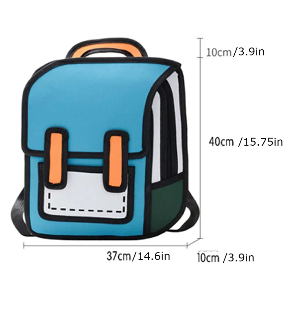 Aara Internationals Girls Boys Jump Style 3D Backpack 16Inch 2D Drawing Anime Comic Cartoon Backpack Daypack Large (Multicoloured)