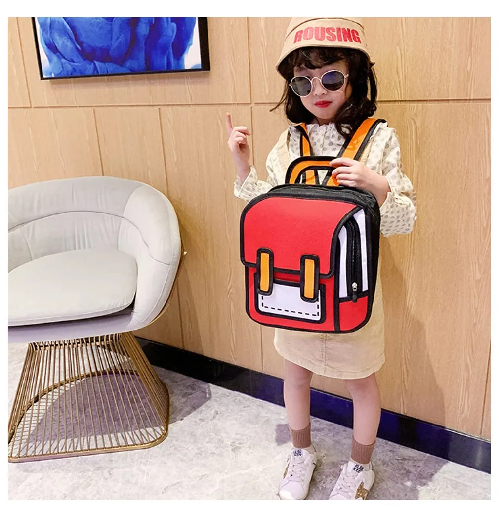 Aara Internationals Girls Boys Jump Style 3D Backpack 16Inch 2D Drawing Anime Comic Cartoon Backpack Daypack Large (Multicoloured)