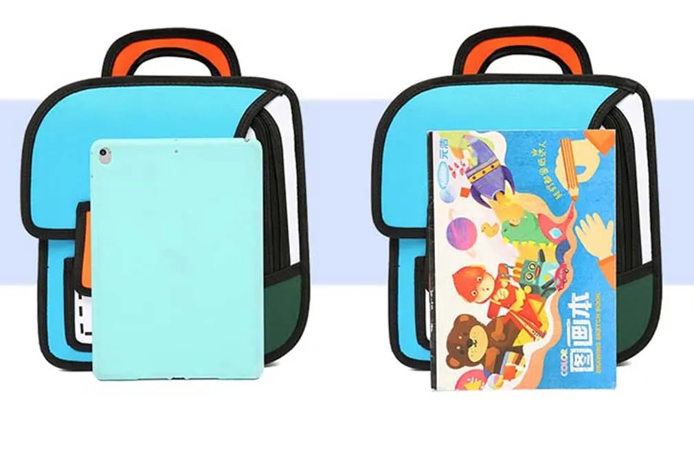 Aara Internationals Girls Boys Jump Style 3D Backpack 16Inch 2D Drawing Anime Comic Cartoon Backpack Daypack Large (Multicoloured)