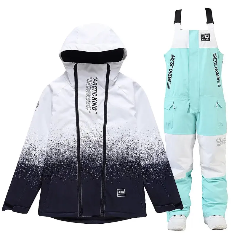 Adult Loose Fit Snowboarding Jacket & BIbs Set Cargo Ski Outfits