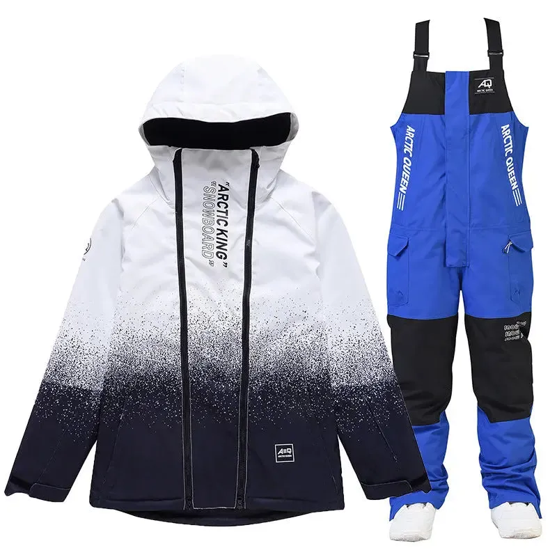 Adult Loose Fit Snowboarding Jacket & BIbs Set Cargo Ski Outfits