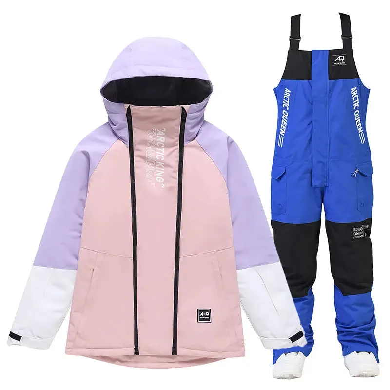 Adult Loose Fit Snowboarding Jacket & BIbs Set Cargo Ski Outfits