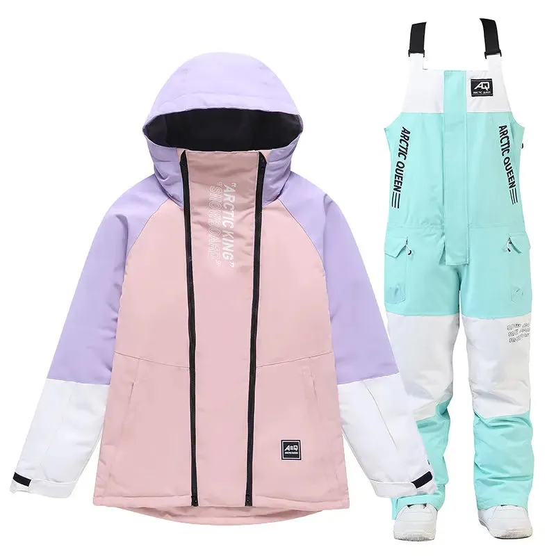 Adult Loose Fit Snowboarding Jacket & BIbs Set Cargo Ski Outfits