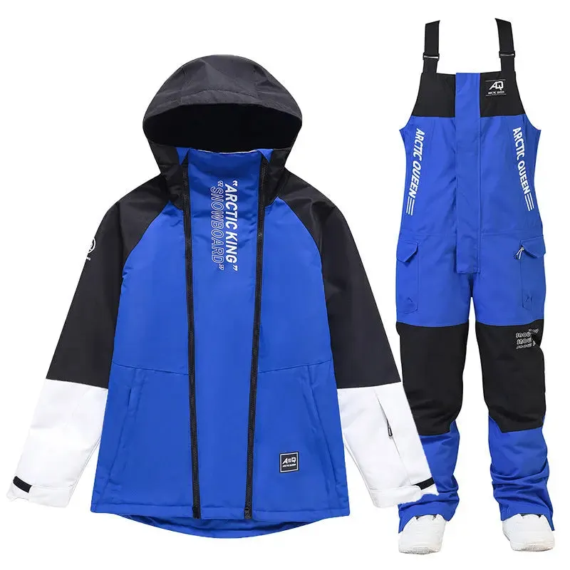 Adult Loose Fit Snowboarding Jacket & BIbs Set Cargo Ski Outfits