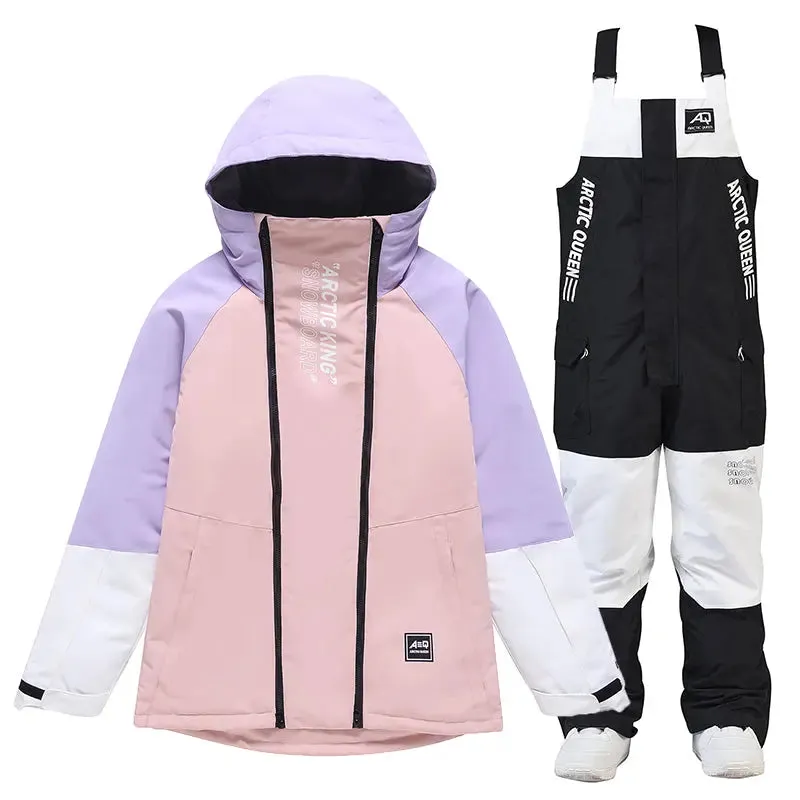 Adult Loose Fit Snowboarding Jacket & BIbs Set Cargo Ski Outfits