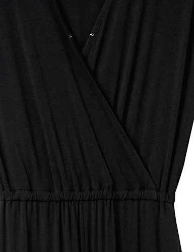 Amazon Essentials Women's Short-Sleeve Surplice Cropped Wide-Leg Jumpsuit, Black, X-Small