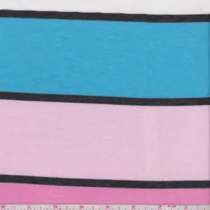 Aqua/Pink Stripe Baby French Terry Knit Fabric