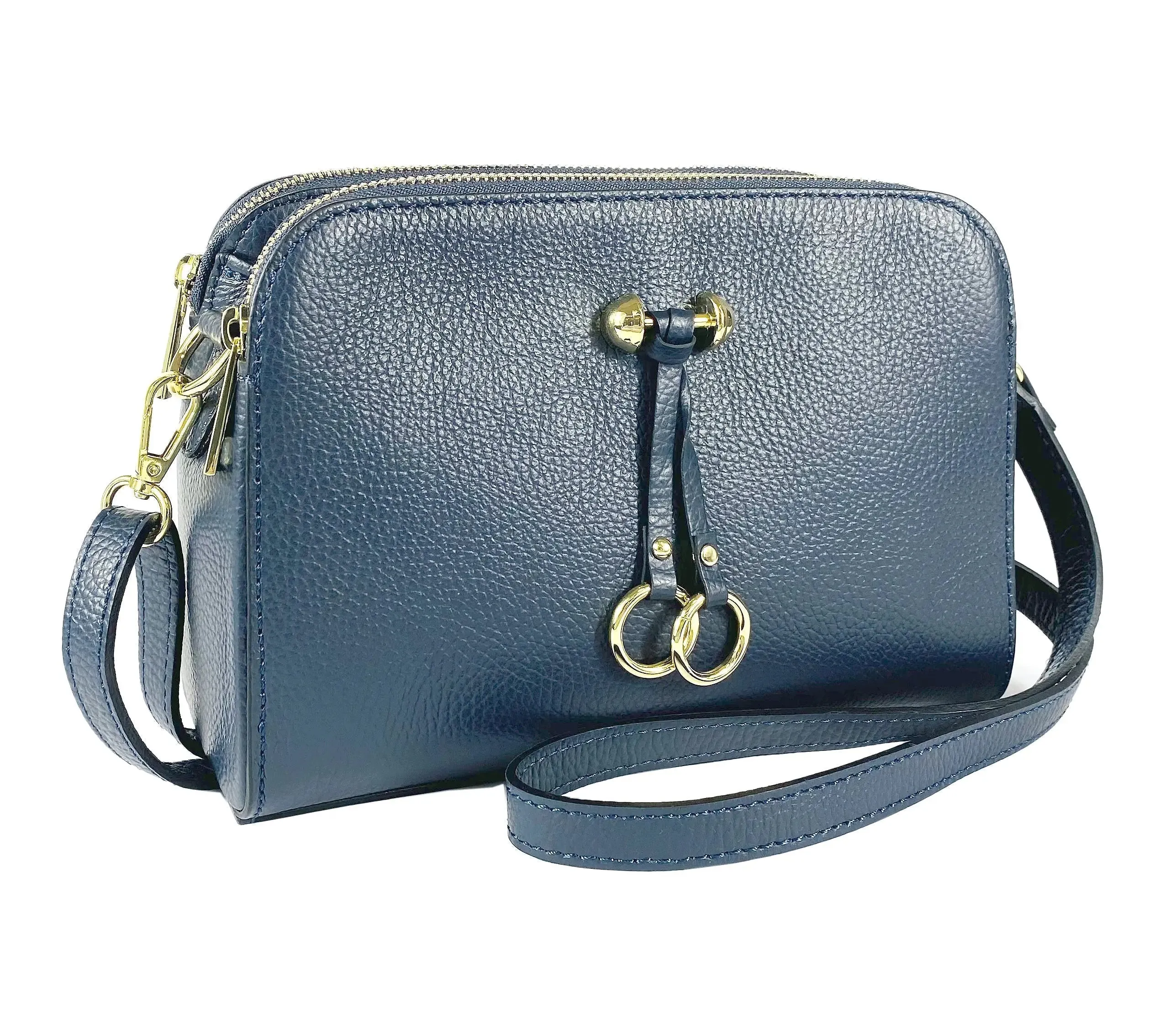 Artisan Blue Leather Crossbody Purse by Renato Borzatta - Timeless Italian Luxury