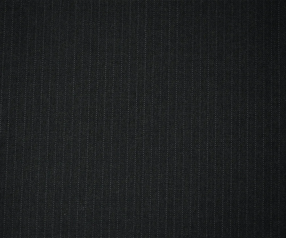 Black-Brown-Gray Polyester Wool Blend Striped Twill Suiting Fabric