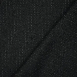 Black-Brown-Gray Polyester Wool Blend Striped Twill Suiting Fabric