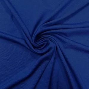 Blue Solid Rayon Spandex Jersey Knit Fabric