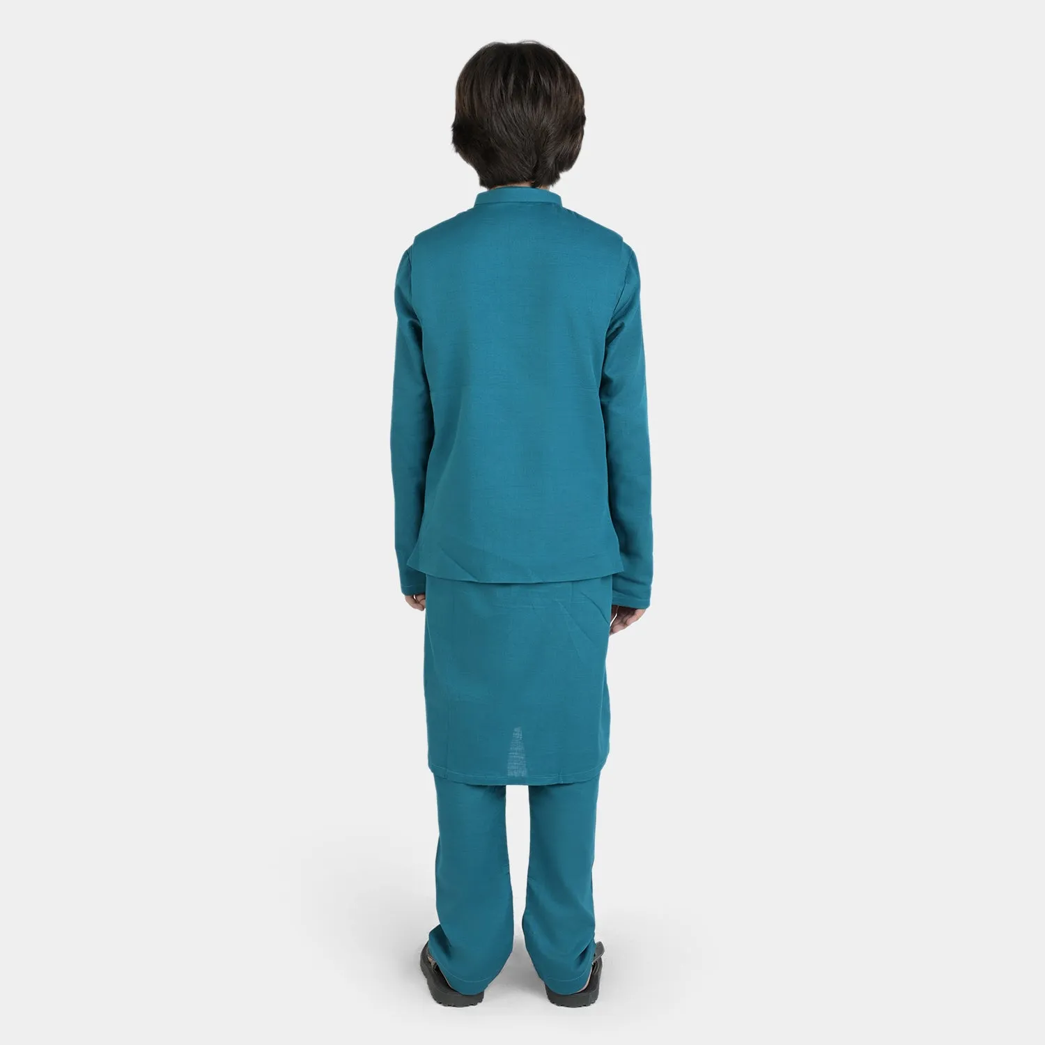 Boys Cotton Slub 3 Piece Suit -Teal