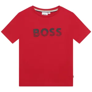 Boys Red Logo Short Sleeve T-Shirt