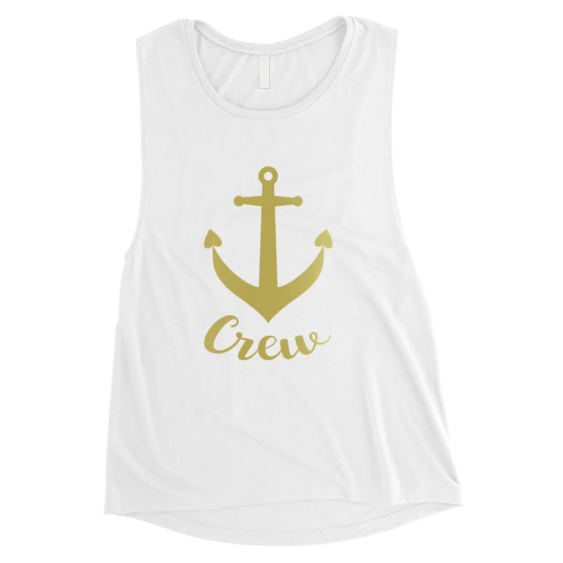 Bride Crew Anchor-GOLD Womens Muscle Tank Top Loving Anniversary