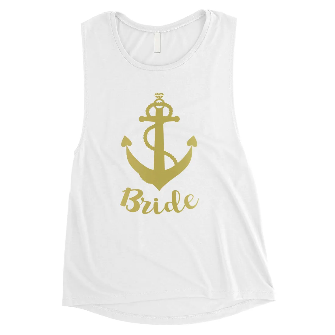 Bride Crew Anchor-GOLD Womens Muscle Tank Top Loving Anniversary