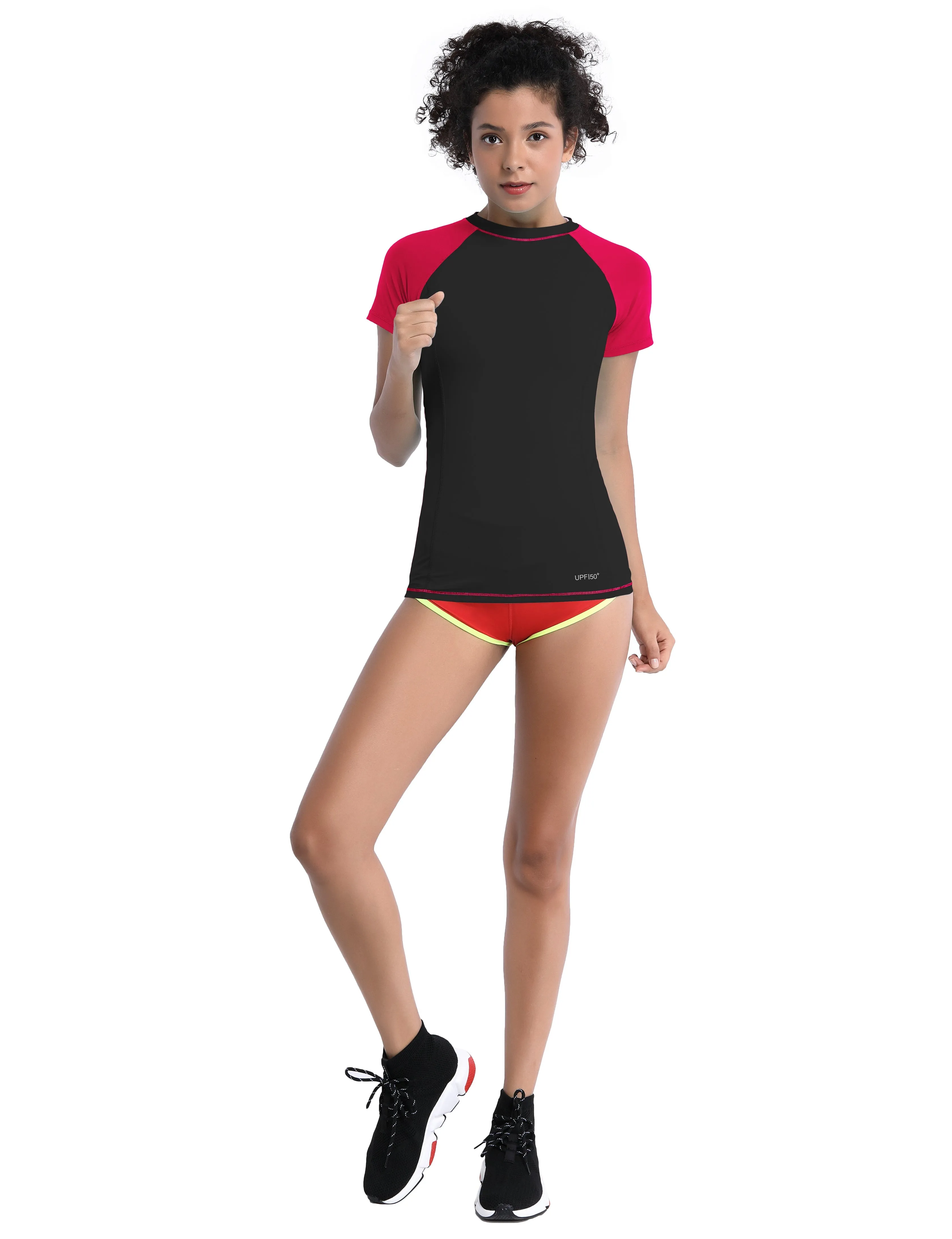 BUBBLELIME 84P/16S Short Sleeve Rashguard for Women Mix Color_Biking