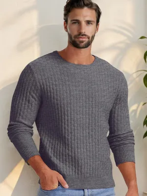 Casual Regular Fit Waffle Knit Sweater