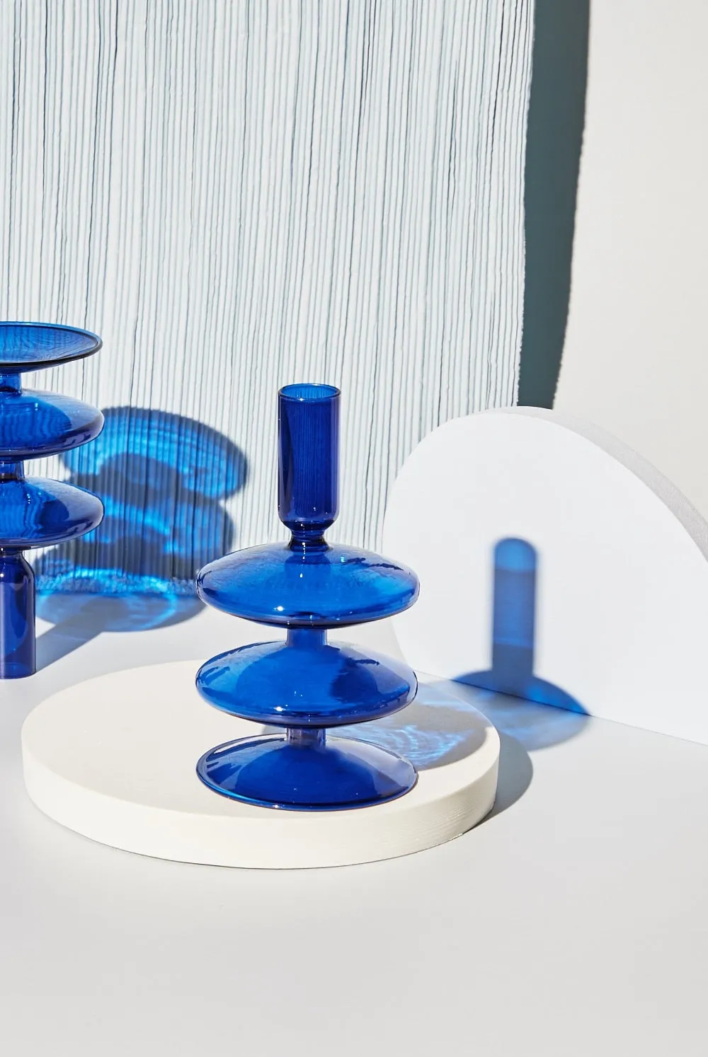 Cobalt Blown Glass Candle Holders