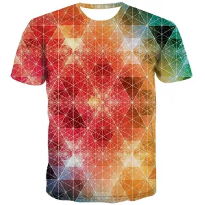 Colorful T shirts Men Abstract Tshirts Cool Geometry T-shirts Graphic Square Tshirts Novelty