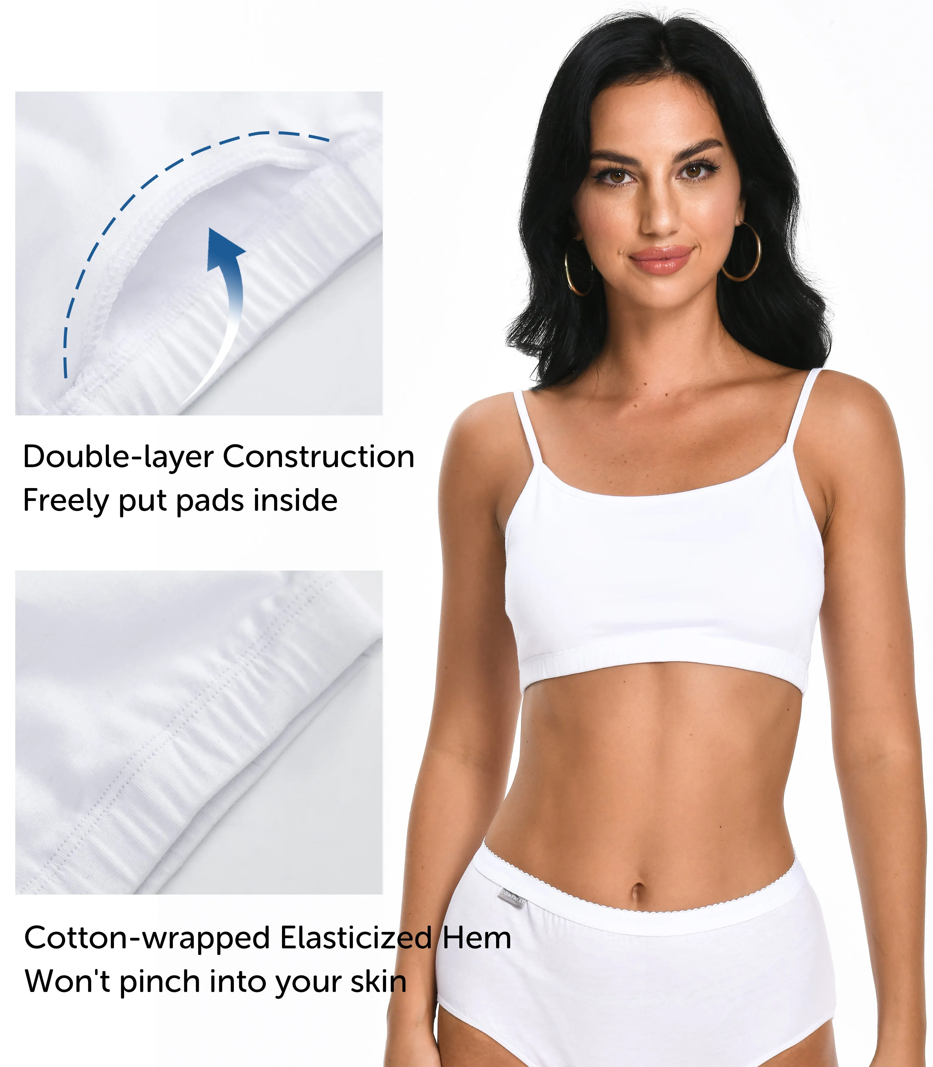 Comfneat Women's 4-Pack String Bralette Cotton Spandex Bra