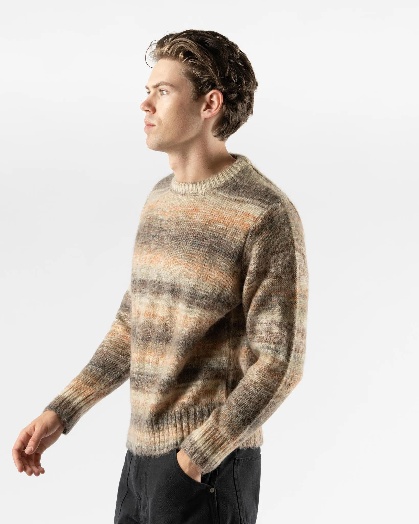 Corridor Space Dye Mohair Crewneck in Natural