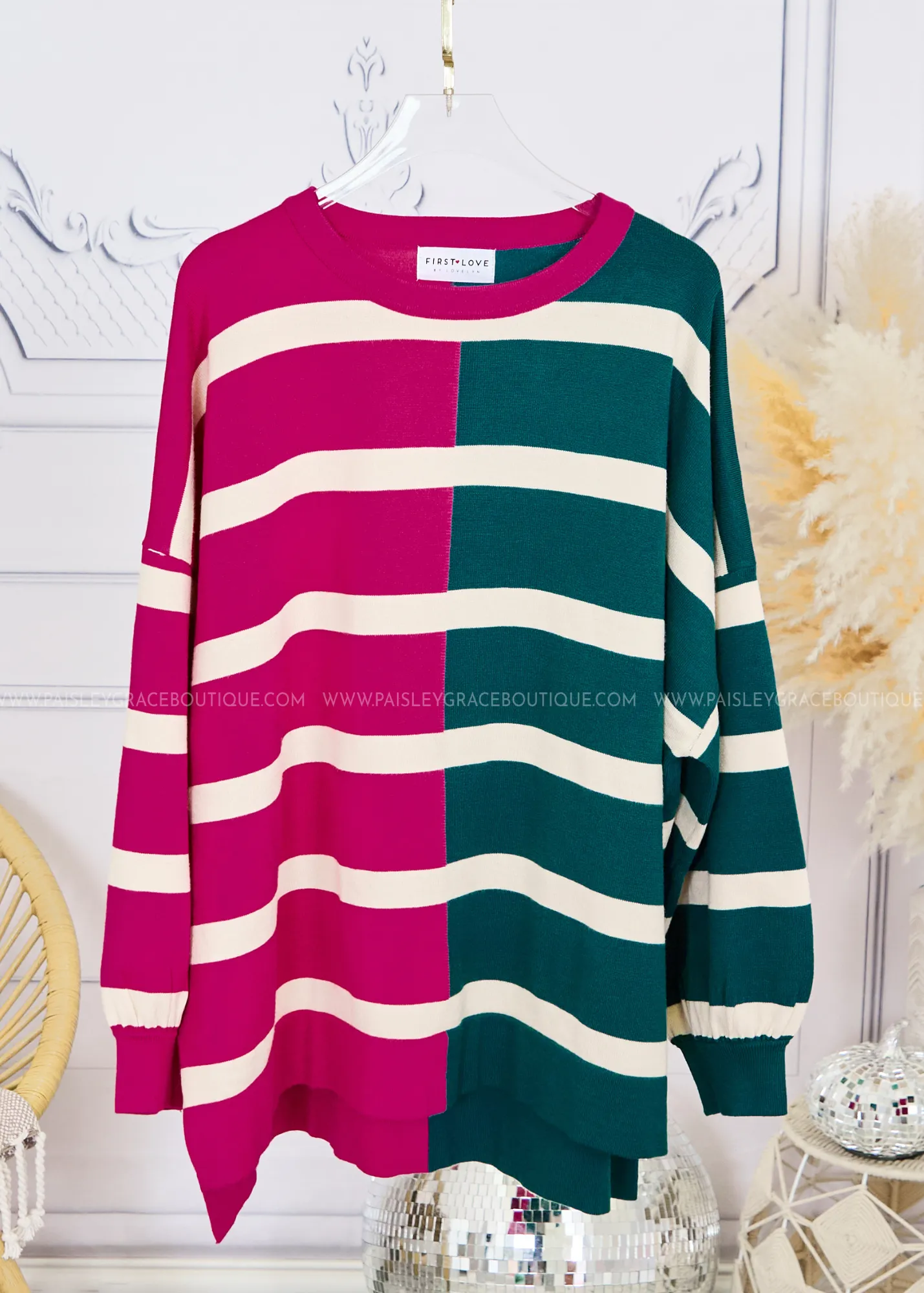 Darling Duo Sweater - Fuchsia/Teal - FINAL SALE