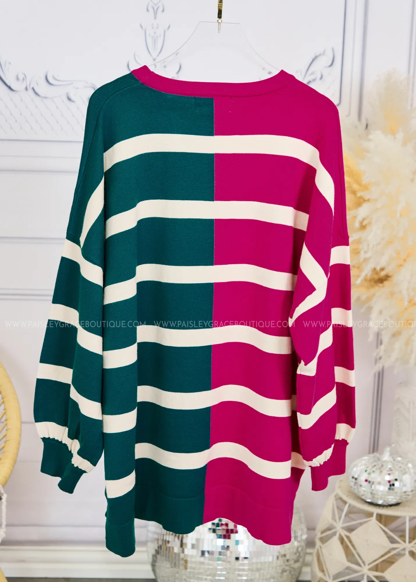 Darling Duo Sweater - Fuchsia/Teal - FINAL SALE