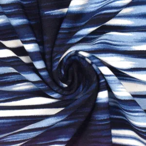 Deep Ink Blue-White Famous Designer Tie Dye Printed ITY Jersey Knit Fabric