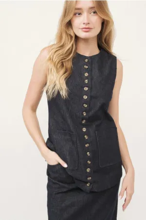 Denim Button Down Vest