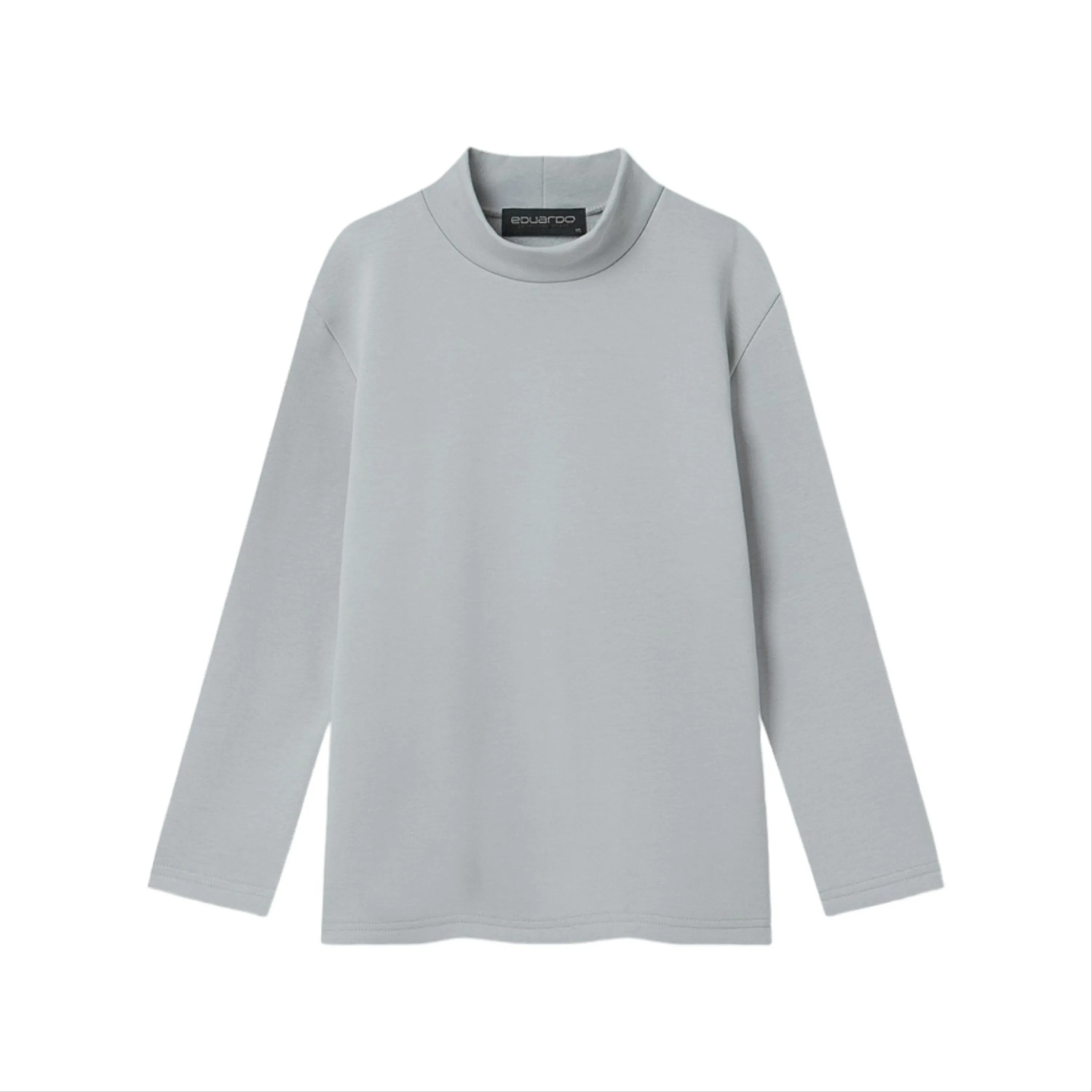 EDUARDO Youth Mock Neck semi-Over Brushed Heavy Cotton Long Sleeve Shirt.