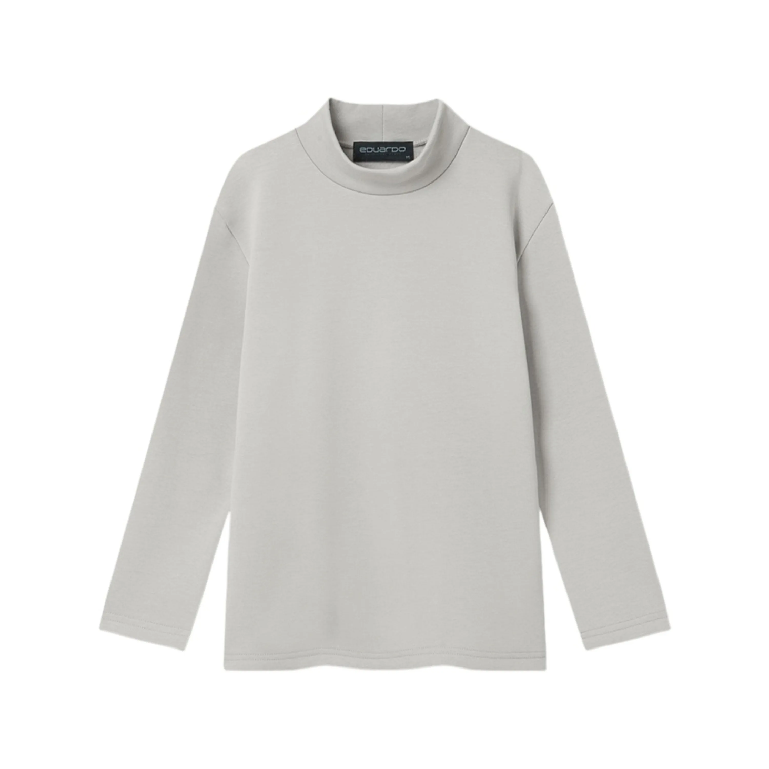 EDUARDO Youth Mock Neck semi-Over Brushed Heavy Cotton Long Sleeve Shirt.