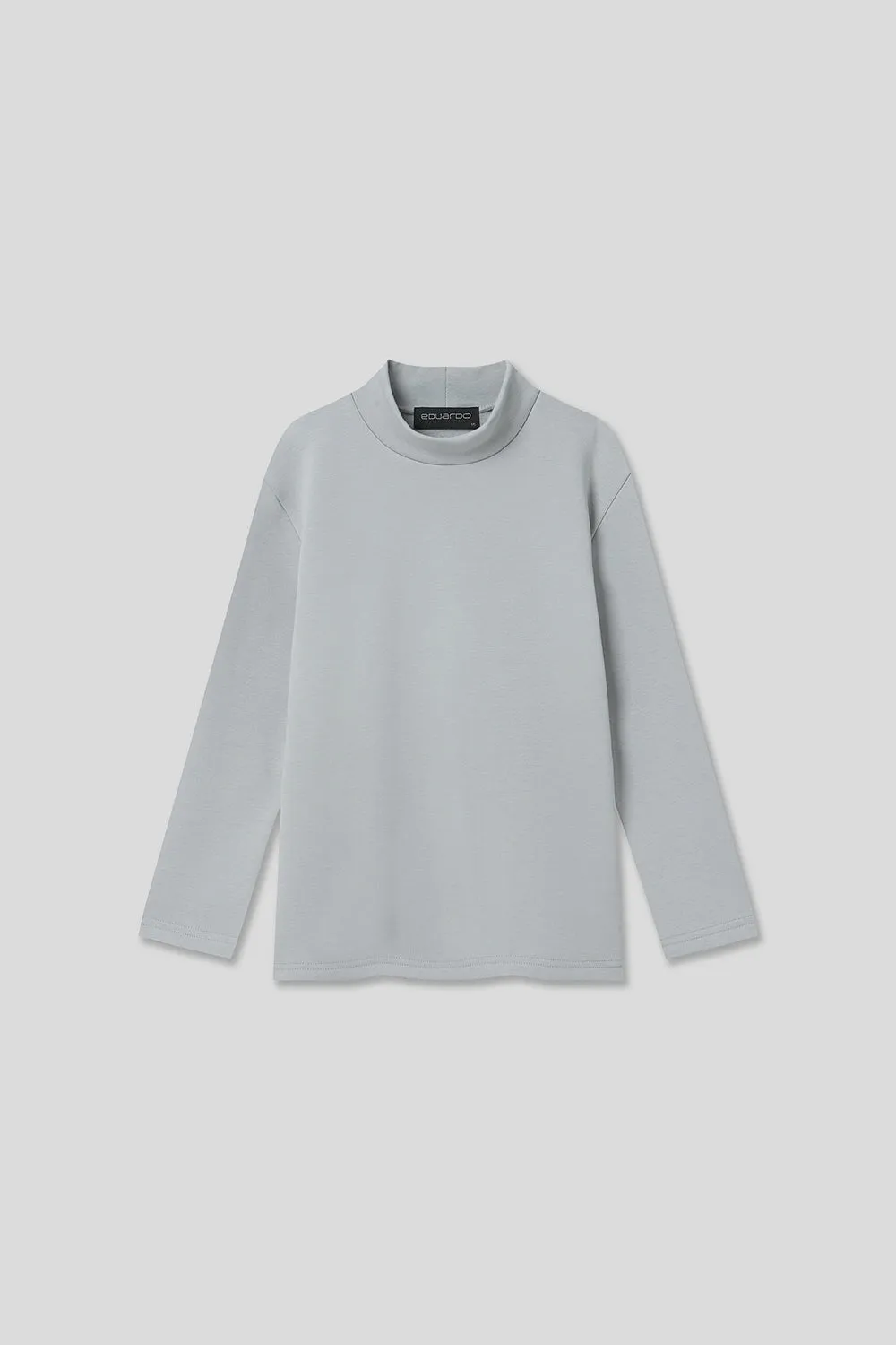 EDUARDO Youth Mock Neck semi-Over Brushed Heavy Cotton Long Sleeve Shirt.