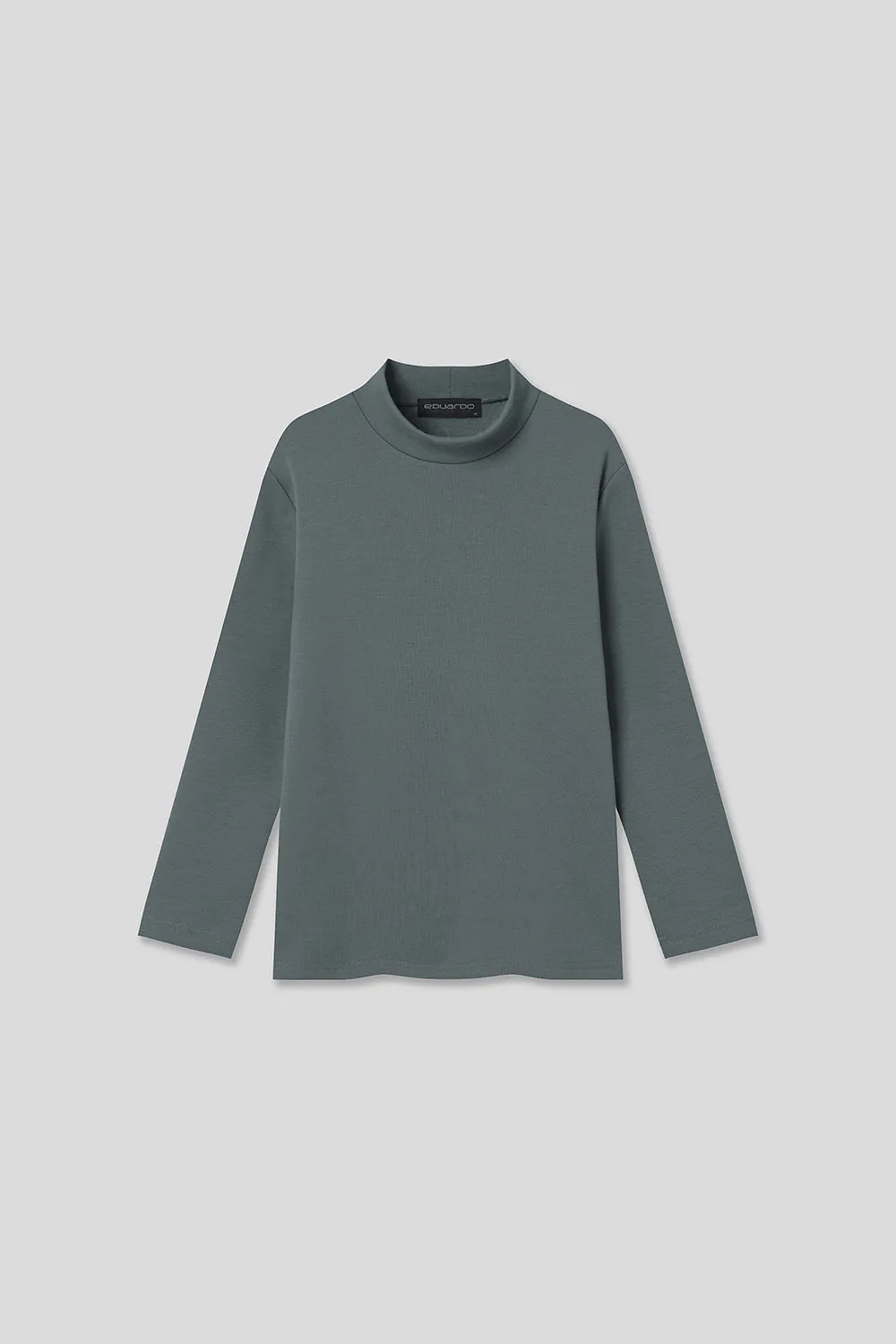 EDUARDO Youth Mock Neck semi-Over Brushed Heavy Cotton Long Sleeve Shirt.