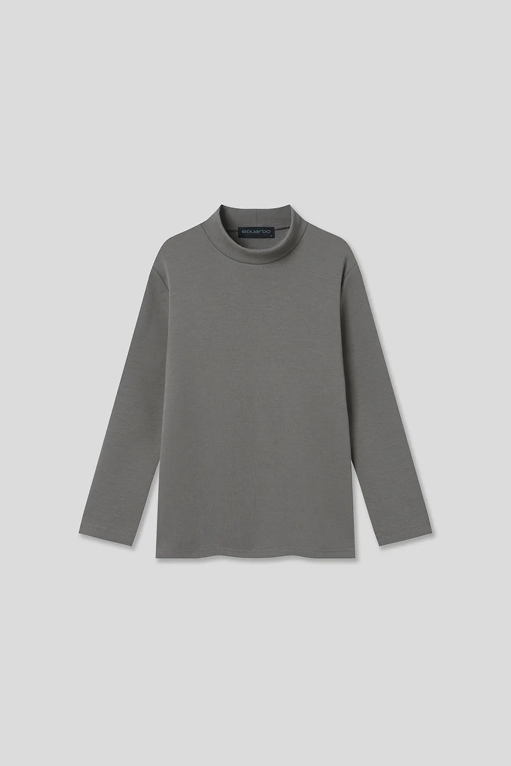 EDUARDO Youth Mock Neck semi-Over Brushed Heavy Cotton Long Sleeve Shirt.