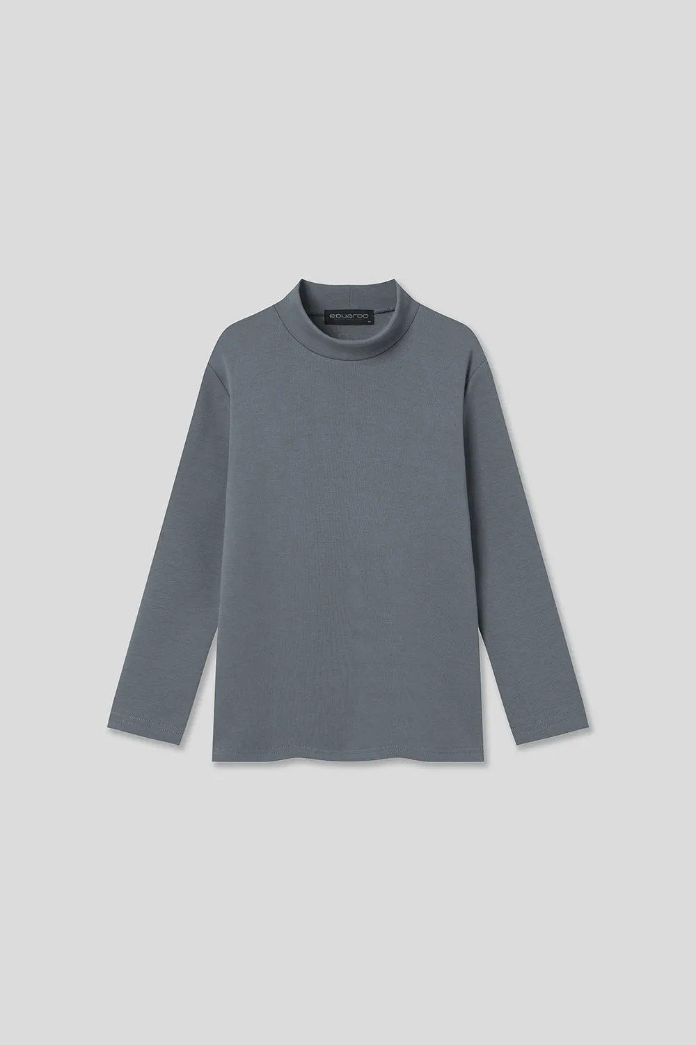 EDUARDO Youth Mock Neck semi-Over Brushed Heavy Cotton Long Sleeve Shirt.