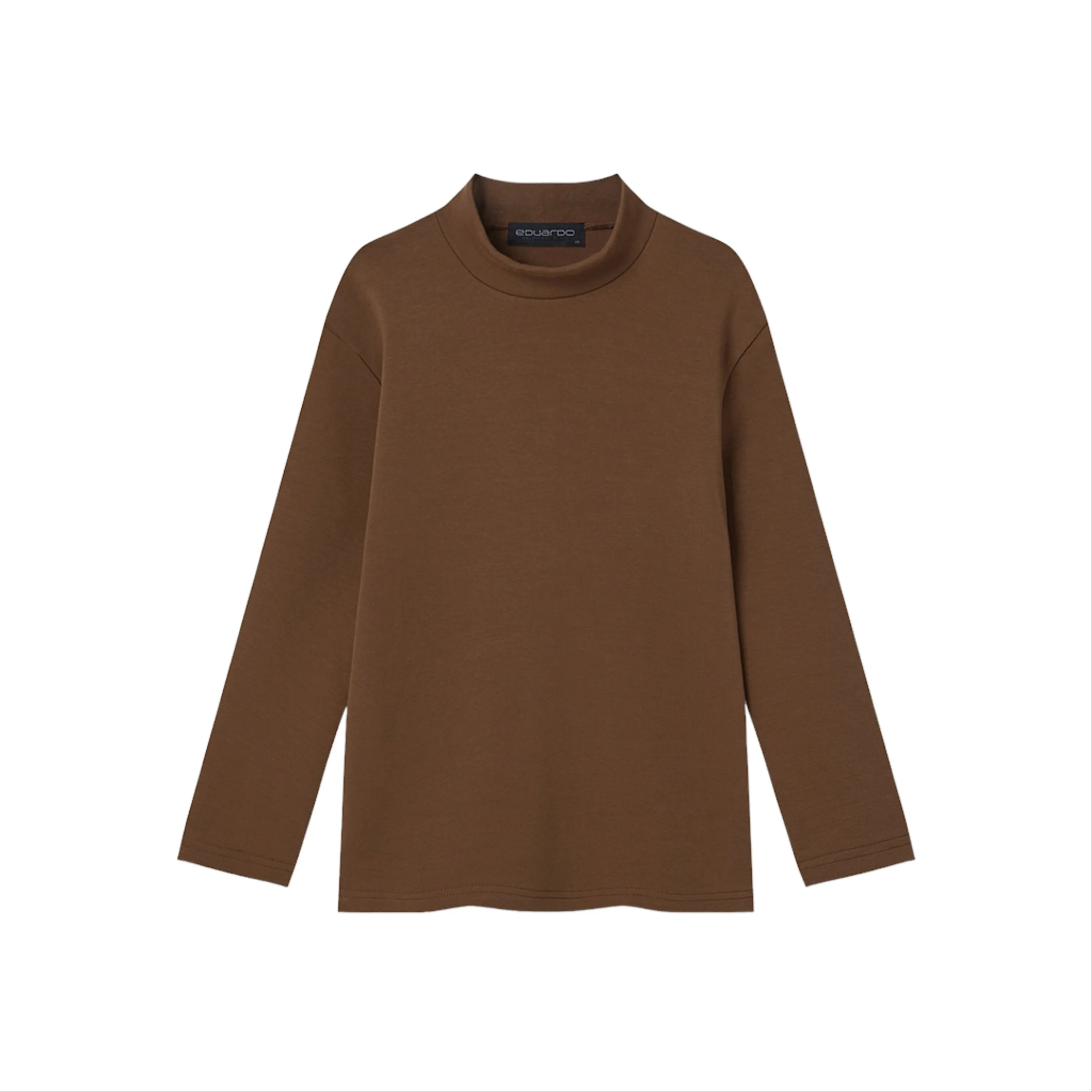 EDUARDO Youth Mock Neck semi-Over Brushed Heavy Cotton Long Sleeve Shirt.