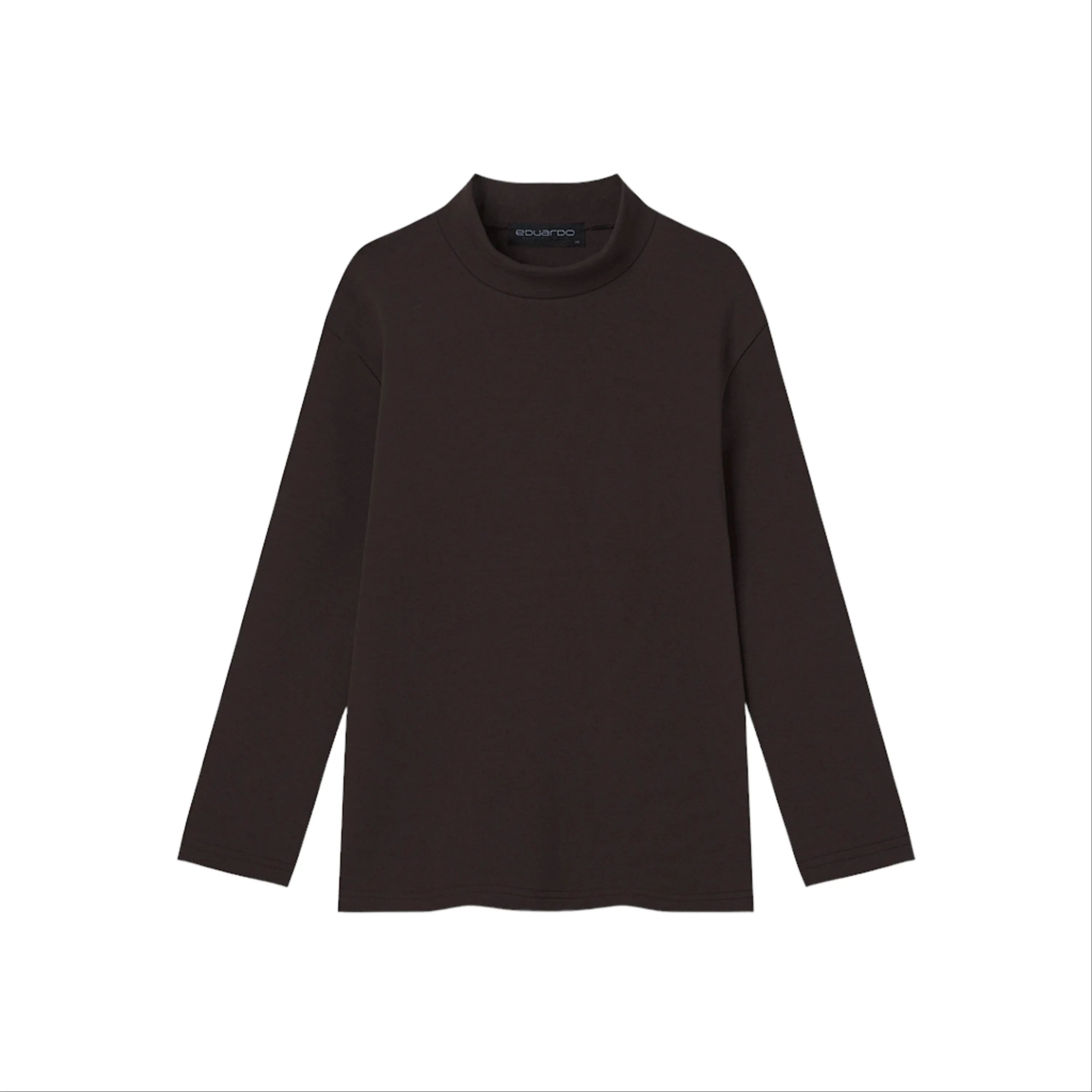 EDUARDO Youth Mock Neck semi-Over Brushed Heavy Cotton Long Sleeve Shirt.