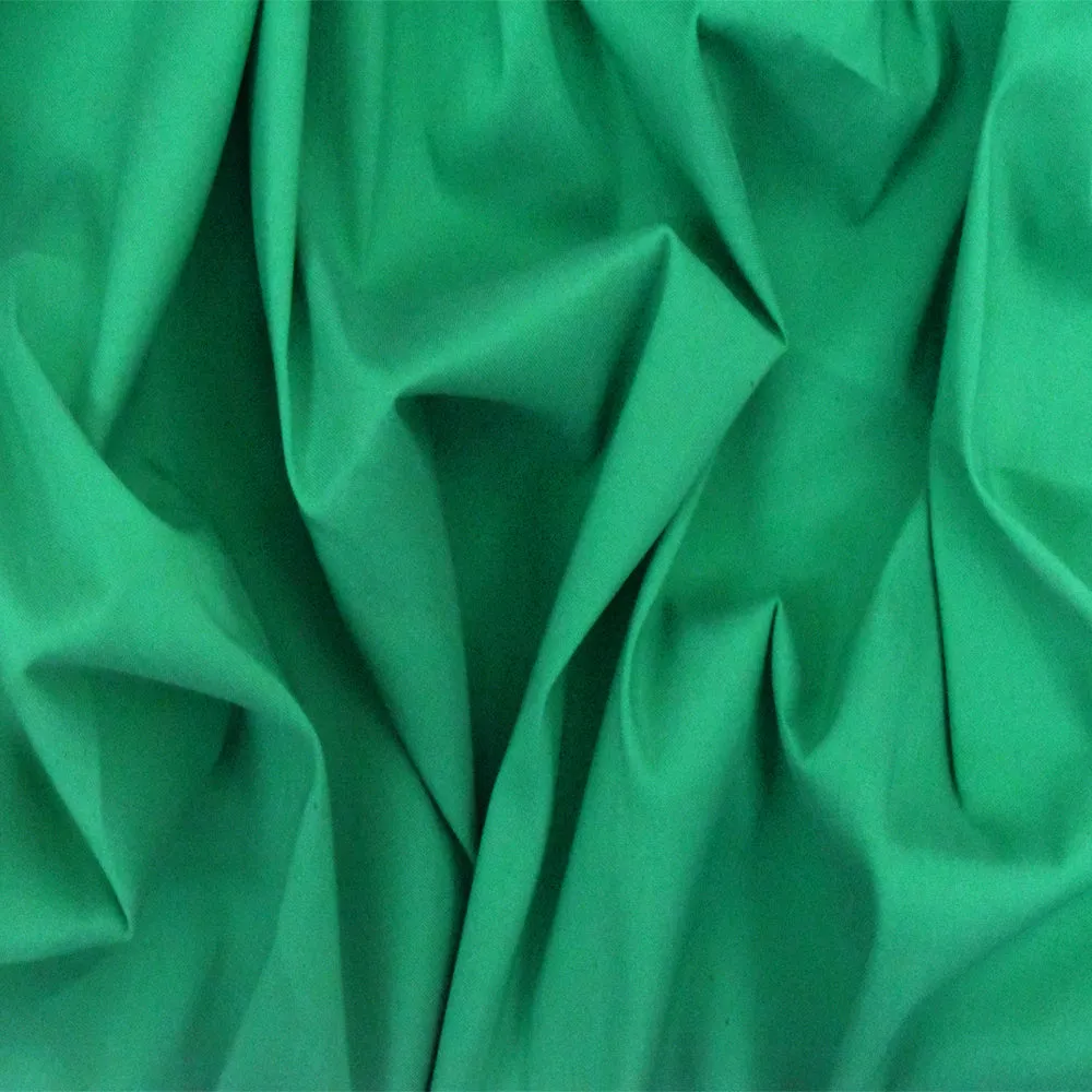 Emerald Green Solid Stretch Cotton Blend Broadcloth Woven Fabric