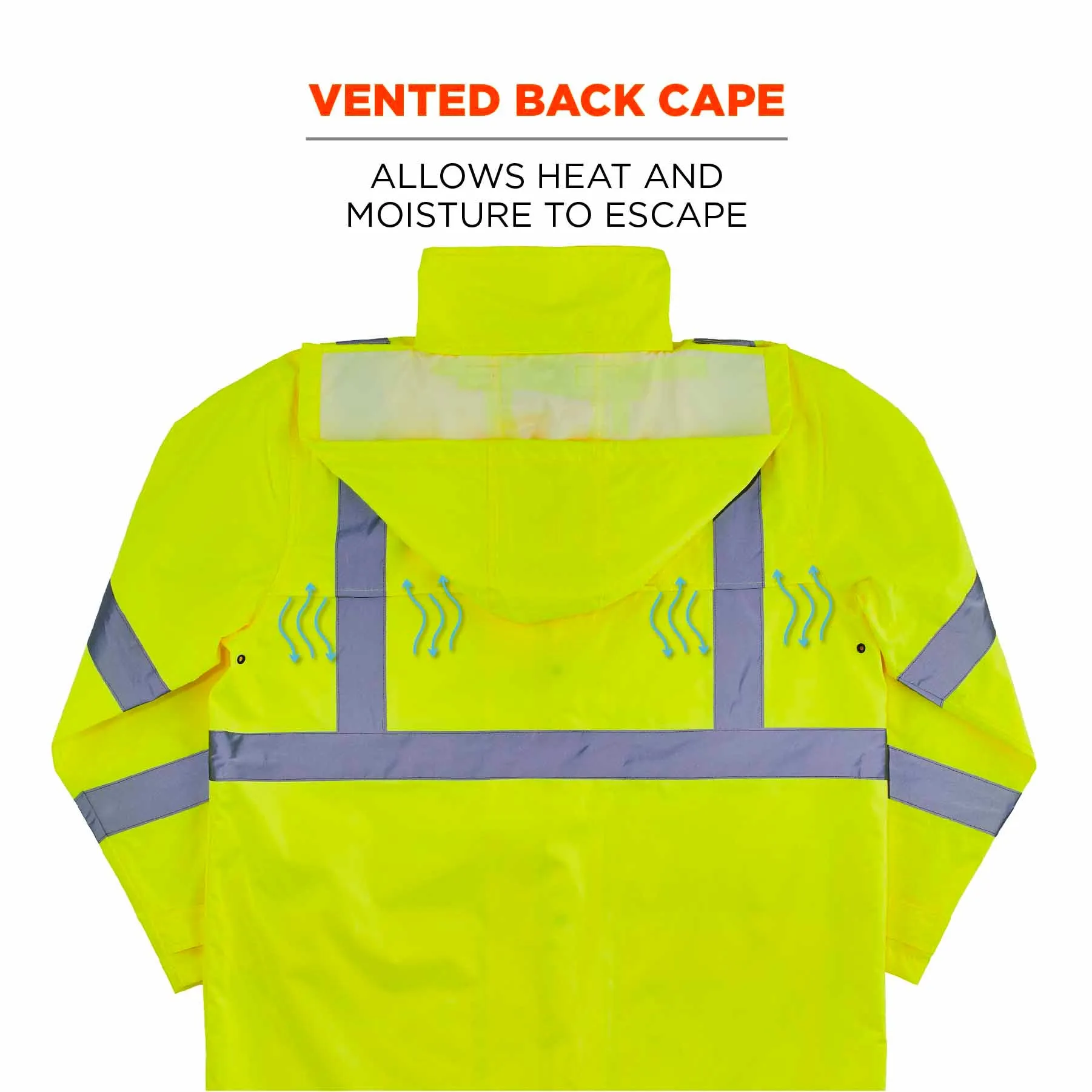 Ergodyne 24338 8366 4XL Lime Class 3 Lightweight Hi-Vis Rain Jacket