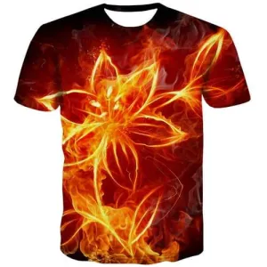 Fire T shirts Men Flame Tshirts Cool Harajuku Tshirt Printed Gothic T-shirts 3d Casual T shirts Funny Short Sleeve Fashion Mens