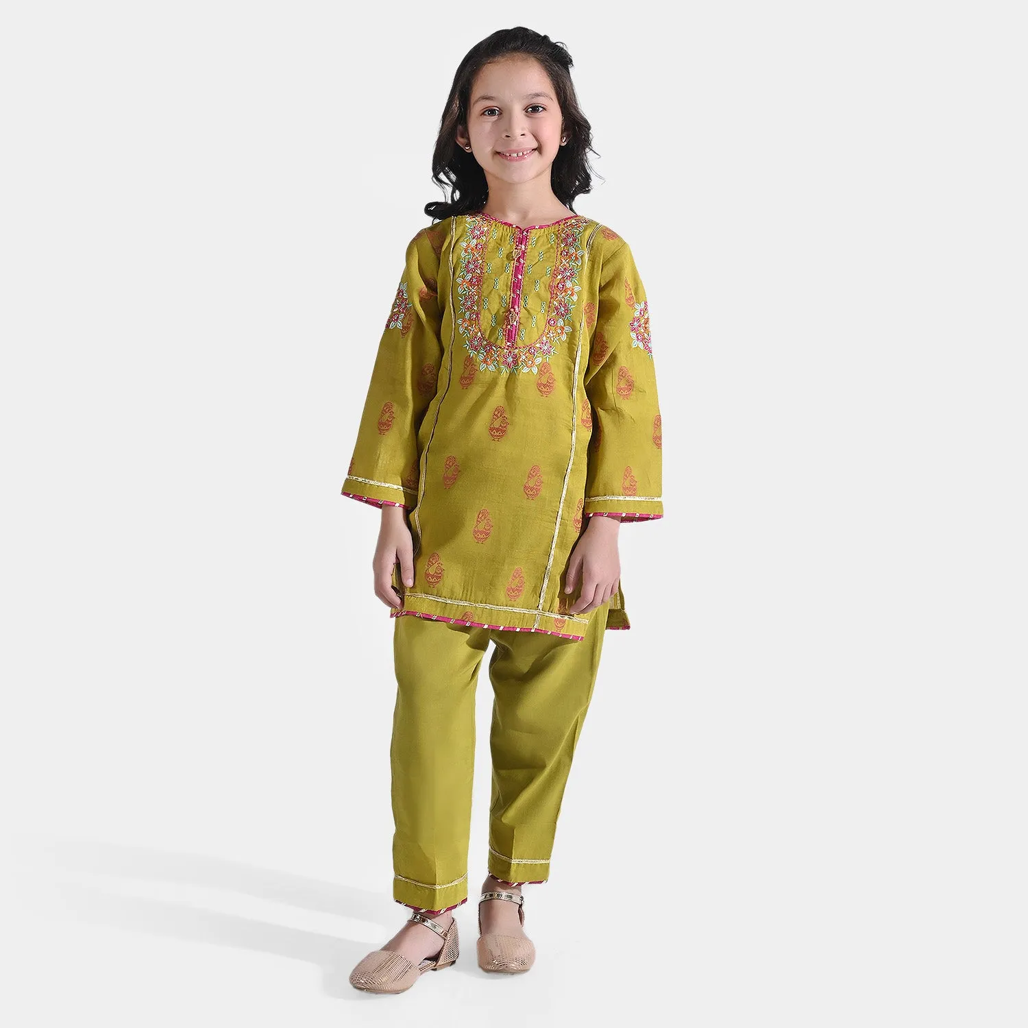 Girls Jacquard 2PCs Suit Peacock