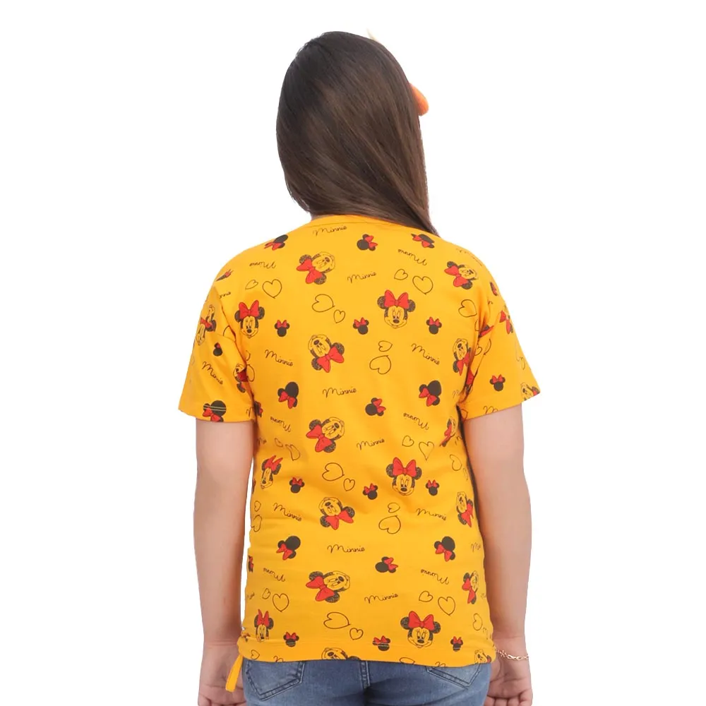 Girls T-Shirt H/S Mouse AOP-Saffron