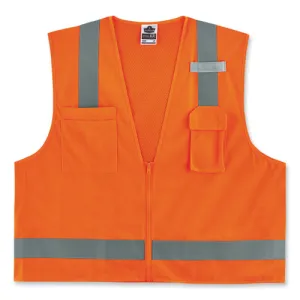 Glowear 8249z-s Single Size Class 2 Economy Surveyors Zipper Vest, Polyester, Large, Orange, Ships In 1-3 Business Days