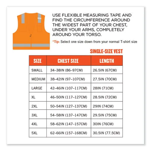 Glowear 8249z-s Single Size Class 2 Economy Surveyors Zipper Vest, Polyester, Small, Orange, Ships In 1-3 Business Days