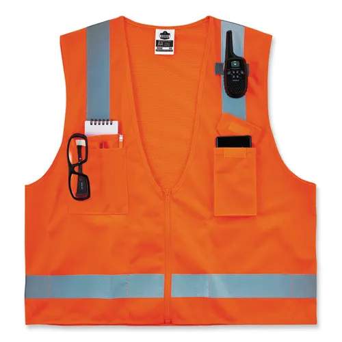 Glowear 8249z-s Single Size Class 2 Economy Surveyors Zipper Vest, Polyester, Small, Orange, Ships In 1-3 Business Days