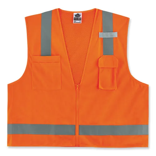 Glowear 8249z-s Single Size Class 2 Economy Surveyors Zipper Vest, Polyester, Small, Orange, Ships In 1-3 Business Days