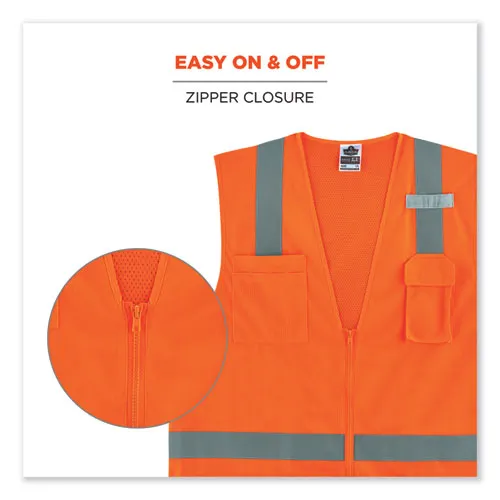 Glowear 8249z-s Single Size Class 2 Economy Surveyors Zipper Vest, Polyester, Small, Orange, Ships In 1-3 Business Days