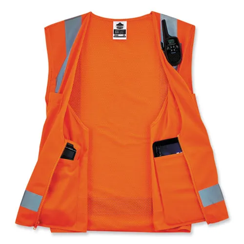 Glowear 8249z-s Single Size Class 2 Economy Surveyors Zipper Vest, Polyester, X-small, Orange, Ships In 1-3 Business Days