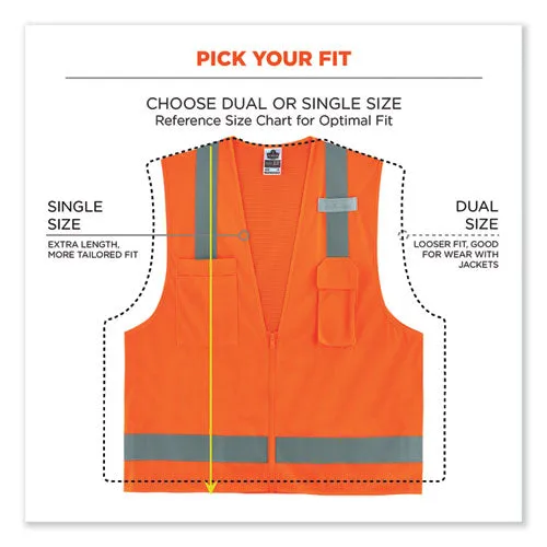 Glowear 8249z-s Single Size Class 2 Economy Surveyors Zipper Vest, Polyester, X-small, Orange, Ships In 1-3 Business Days