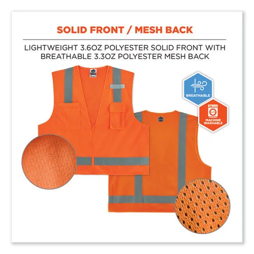 Glowear 8249z-s Single Size Class 2 Economy Surveyors Zipper Vest, Polyester, X-small, Orange, Ships In 1-3 Business Days